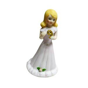 Enesco Growing Up Birthday Girls Figurine Age 9 Blonde Purple Dress 5" Vintage